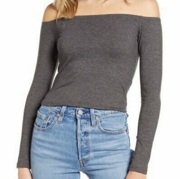 NWOT BP OFF THE SHOULDER LONG SLEEVE CROP TOP BLOUSE SIZE M Length: 15inches - Picture 1 of 3